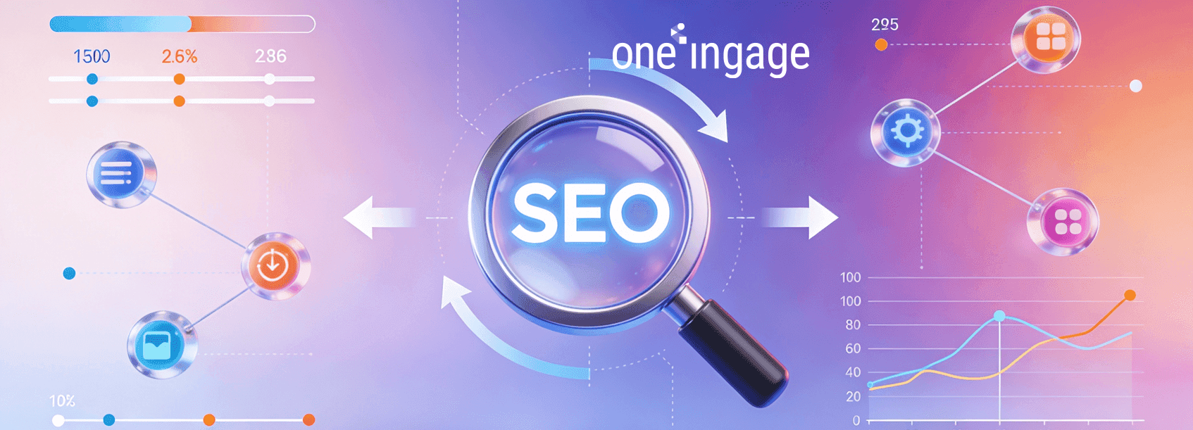 A digital marketer reviews SEO conversion metrics on a laptop screen in an office setting.